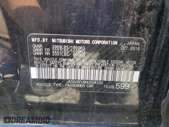 2017 Mitsubishi Lancer ES with VIN JA32U2FU9HU004330, listed as a Copart auction lot 63815694 with 109,104 mi miles and Salvage Title. Bid and sale history available at carsss.com. Image 12.