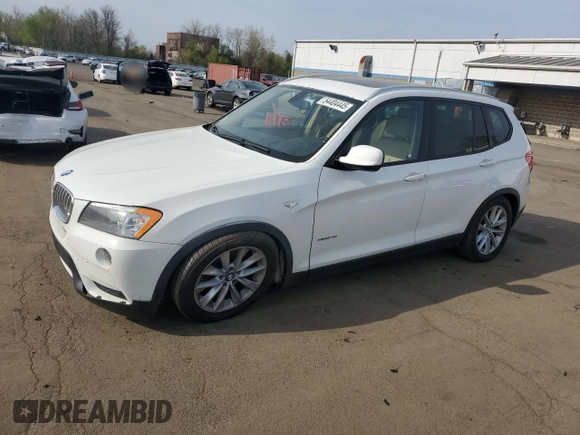 2013 BMW X3 xDrive28i with VIN 5UXWX9C5XD0A20457, listed as a Copart auction lot 54404445 with 126,295 mi miles and Salvage Title. Bid and sale history available at DreamBid. Image 1.