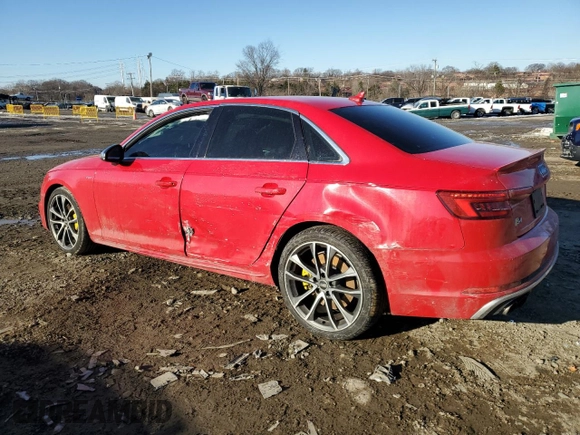 2018 Audi S4 Prestige with VIN WAUC4AF42JA003833, listed as a Copart auction lot 88572375 with 82,007 mi miles and Salvage Title. Bid and sale history available at carsss.com. Image 2.