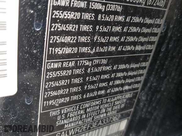 2014 Land Rover Range Rover Sport Supercharged with VIN SALWR2EF3EA337362, listed as a Copart auction lot 60117175 with 165,662 mi miles and Clean title. Bid and sale history available at DreamBid. Image 13.