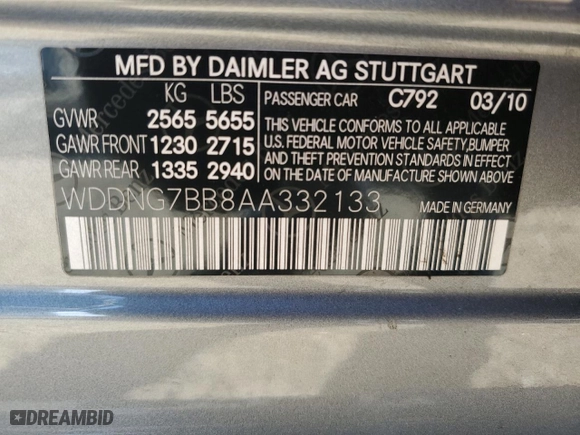2010 Mercedes-Benz S-Class S 550 with VIN WDDNG7BB8AA332133, listed as a Copart auction lot 48731265 with 127,794 mi miles and Salvage Title. Bid and sale history available at carsss.com. Image 13.