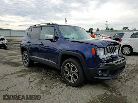2017 Jeep Renegade Limited with VIN ZACCJBDBXHPE88574, listed as a Copart auction lot 61728625 with 106,116 mi miles and Salvage title. Bid and sale history available at DreamBid. Image 14.