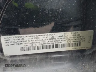 2008 Volkswagen Jetta SE z VIN 3VWRM71K98M091991, wystawiony jako IAAI lot #42550309 z przebiegiem 136 264 mil mil oraz . Historia ofert i sprzedaży dostępna na DreamBid. Obrazek 9.
