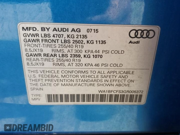 2016 Audi Q3 Premium Plus z VIN WA1BFCFS3GR005372, wystawiony jako Copart lot #52873295 z przebiegiem 77 428 mil mil oraz Czysty tytuł • Clean title. Historia ofert i sprzedaży dostępna na DreamBid. Obrazek 14.