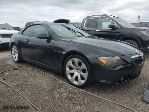 2004 BMW 6 Series 645Ci with VIN WBAEK73484B260208, listed as a Copart auction lot 75266104 with 0 mi miles and Salvage Title. Bid and sale history available at carsss.com. Image 4.