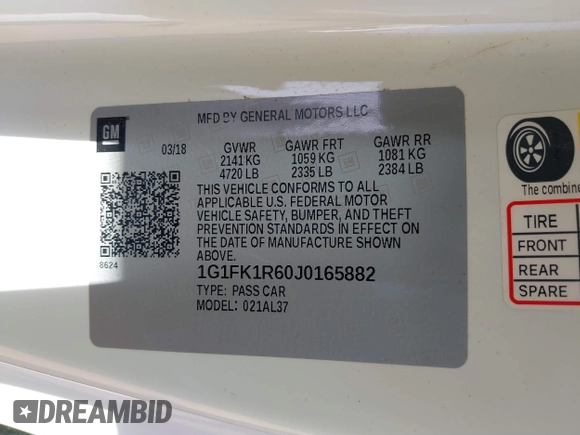 2018 Chevrolet Camaro ZL1 z VIN 1G1FK1R60J0165882, wystawiony jako IAAI lot #41859936 z przebiegiem Nie podano mil oraz . Historia ofert i sprzedaży dostępna na DreamBid. Obrazek 9.