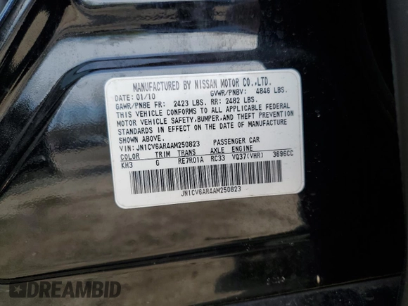 2010 Infiniti G37 x with VIN JN1CV6AR4AM250823, listed as a Copart auction lot 53845455 with 144,921 mi miles and Salvage Title. Bid and sale history available at carsss.com. Image 13.
