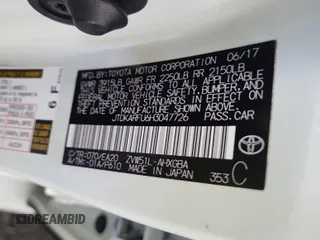 2017 Toyota Prius Two with VIN JTDKARFU6H3047726, listed as a IAAI auction lot 42619600 with 215,918 mi miles and . Bid and sale history available at DreamBid. Image 12.
