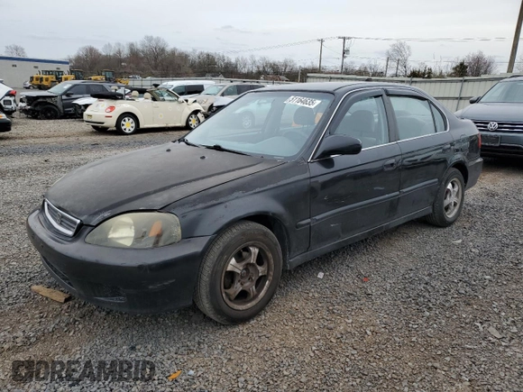 1999 Honda Civic LX with VIN 2HGEJ6677XH585273, listed as a Copart auction lot 51164635 with 184,874 mi miles and Salvage Title. Bid and sale history available at DreamBid. Image 1.