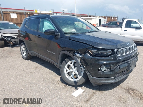 2024 Jeep Compass Latitude with VIN 3C4NJDBN4RT100797, listed as a IAAI auction lot 42572805 with 26,508 mi miles and . Bid and sale history available at DreamBid. Image 1.