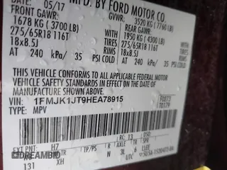 2017 Ford Expedition Max XLT with VIN 1FMJK1JT9HEA78915, listed as a IAAI auction lot 41430728 with 126,530 mi miles and . Bid and sale history available at DreamBid. Image 9.