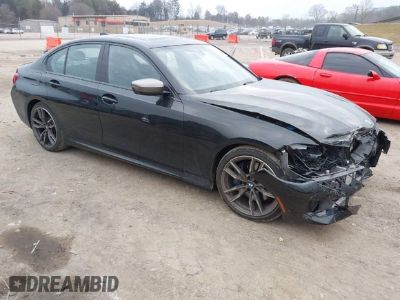 2020 BMW 3 Series M340i with VIN WBA5U7C02LAF54184, listed as a IAAI auction lot 41490697 with 57,363 mi miles. Bid and sale history available at carsss.com. Image 1.