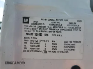 2005 GMC Envoy SLT with VIN 1GKDT13S052311455, listed as a Copart auction lot 73635434 with Not Provided miles and Salvage Title. Bid and sale history available at DreamBid. Image 14.