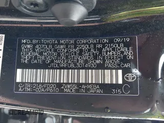 2020 Toyota Prius LE with VIN JTDL9RFU8L3014930, listed as a IAAI auction lot 42171038 with 67,785 mi miles and . Bid and sale history available at DreamBid. Image 9.