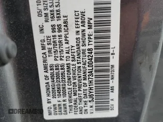 2010 Honda Element EX with VIN 5J6YH1H73AL004248, listed as a Copart auction lot 44797815 with 142,568 mi miles and Salvage Title. Bid and sale history available at DreamBid. Image 14.