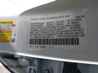 2018 Honda Accord Sedan Sport 1.5T with VIN 1HGCV1F34JA244172, listed as a IAAI auction lot 41589367 with 81,605 mi miles. Bid and sale history available at carsss.com. Image 9.