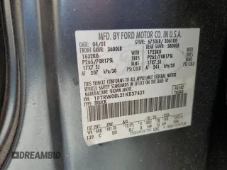 2001 Ford F-150 XLT z VIN 1FTRW08L21KB37421, wystawiony jako Copart lot #57114015 z przebiegiem 288 942 mil mil oraz Szkoda całkowita • Salvage title. Historia ofert i sprzedaży dostępna na DreamBid. Obrazek 12.