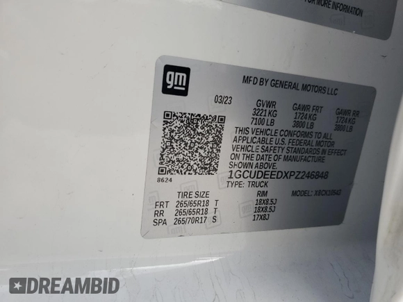 2023 Chevrolet Silverado 1500 RST with VIN 1GCUDEEDXPZ246848, listed as a Copart auction lot 77794584 with 25,232 mi miles and Clean Title. Bid and sale history available at DreamBid. Image 12.