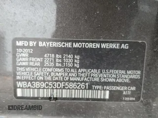 2013 BMW 3 Series 335i xDrive with VIN WBA3B9C53DF586261, listed as a Copart auction lot 45178365 with 123,893 mi miles and Salvage Title. Bid and sale history available at carsss.com. Image 14.