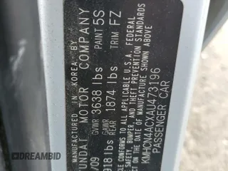 2010 Hyundai Accent GLS z VIN KMHCN4ACXAU473196, wystawiony jako Copart lot #55462405 z przebiegiem 198 235 mil mil oraz Szkoda całkowita • Salvage title. Historia ofert i sprzedaży dostępna na DreamBid. Obrazek 12.