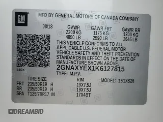 2019 Chevrolet Equinox Premier z VIN 2GNAXYEX1K6127815, wystawiony jako Copart lot #54345195 z przebiegiem 79 951 mil mil oraz Szkoda całkowita • Salvage title. Historia ofert i sprzedaży dostępna na DreamBid. Obrazek 12.