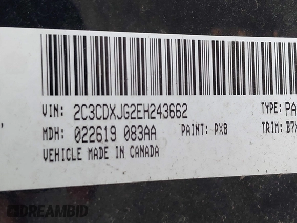 2014 Dodge Charger SXT with VIN 2C3CDXJG2EH243662, listed as a IAAI auction lot 41812674 with 114,108 mi miles. Bid and sale history available at carsss.com. Image 9.