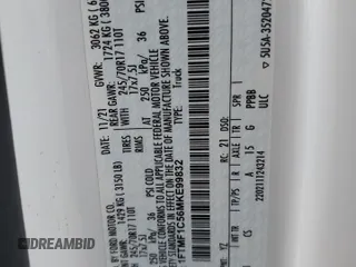 2021 Ford F-150 XL z VIN 1FTMF1C56MKE99832, wystawiony jako Copart lot #58199975 z przebiegiem 86 532 mil mil oraz Szkoda całkowita • Salvage title. Historia ofert i sprzedaży dostępna na DreamBid. Obrazek 12.