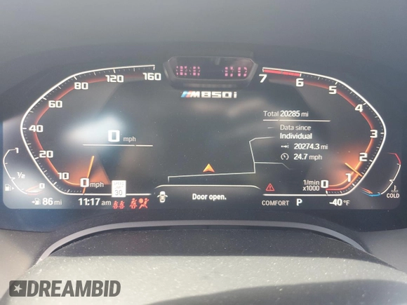 2019 BMW 8 Series M850i xDrive with VIN WBABC4C58KBU96829, listed as a Copart auction lot 54229794 with 20,285 mi miles and Salvage Title. Bid and sale history available at carsss.com. Image 9.