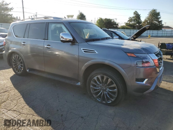 2023 Nissan Armada Platinum with VIN JN8AY2DBXP9834663, listed as a Copart auction lot 76820774 with 17,789 mi miles and Salvage Title. Bid and sale history available at carsss.com. Image 4.