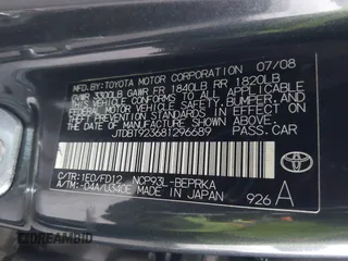 2008 Toyota Yaris with VIN JTDBT923681296689, listed as a IAAI auction lot 41762099 with 179,057 mi miles and . Bid and sale history available at carsss.com. Image 9.