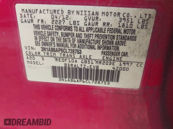 2012 Nissan Sentra SR with VIN 3N1AB6AP6CL728753, listed as a IAAI auction lot 42415445 with 122,783 mi miles and . Bid and sale history available at DreamBid. Image 9.