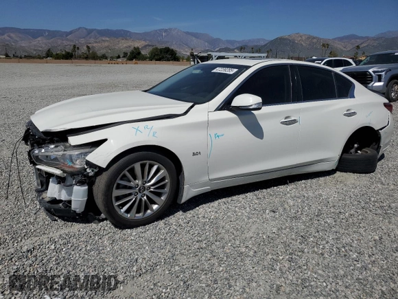 2020 Infiniti Q50 Luxe with VIN JN1EV7AP5LM206958, listed as a Copart auction lot 47239285 with 23,283 mi miles and Salvage title. Bid and sale history available at DreamBid. Image 1.