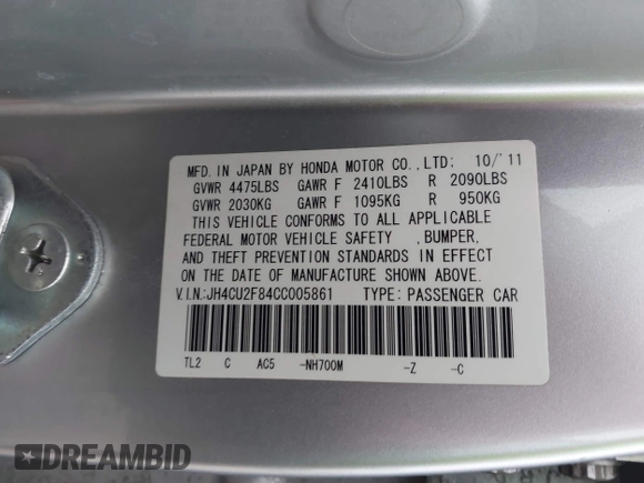 2012 Acura TSX Special Edition z VIN JH4CU2F84CC005861, wystawiony jako IAAI lot #42431118 z przebiegiem 121 892 mil mil oraz . Historia ofert i sprzedaży dostępna na DreamBid. Obrazek 9.