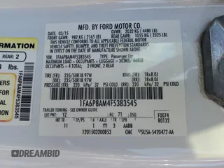 2015 Ford Mustang V6 z VIN 1FA6P8AM4F5383545, wystawiony jako Copart lot #51292175 z przebiegiem 88 673 mil mil oraz Szkoda całkowita • Salvage title. Historia ofert i sprzedaży dostępna na DreamBid. Obrazek 12.