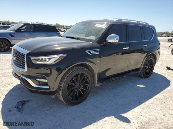 2019 Infiniti QX80 LUXE with VIN JN8AZ2NF5K9682220, listed as a Copart auction lot 48573945 with 41,047 mi miles and Salvage Title. Bid and sale history available at carsss.com. Image 1.