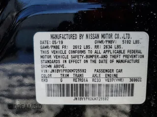 2019 Infiniti Q70 Luxe с VIN JN1BY1PR0KM725592, выставлен на аукционе Copart как лот 42179145 с пробегом 109 493 миль миль и Списание • Salvage title. История ставок и продаж доступна на DreamBid. Изображение 14.
