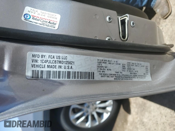 2021 Jeep Cherokee Latitude с VIN 1C4PJLCB7MD125621, выставлен на аукционе Copart как лот 56900265 с пробегом 43 318 миль миль и Списание • Salvage title. История ставок и продаж доступна на DreamBid. Изображение 12.