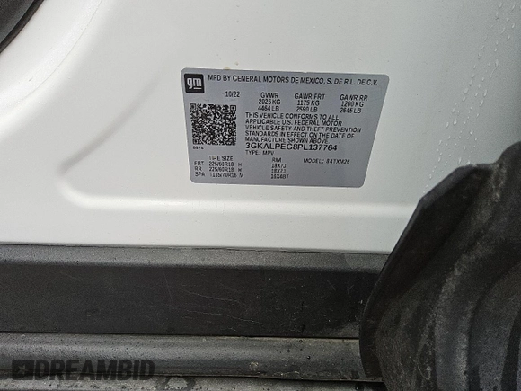 2023 GMC Terrain SLT z VIN 3GKALPEG8PL137764, wystawiony jako Copart lot #48786345 z przebiegiem 61 801 mil mil oraz Szkoda całkowita • Salvage title. Historia ofert i sprzedaży dostępna na DreamBid. Obrazek 14.