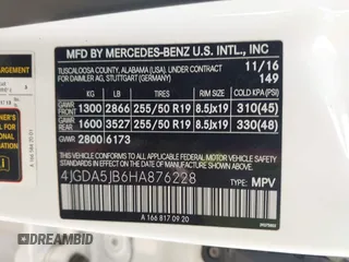 2017 Mercedes-Benz GLE 350 with VIN 4JGDA5JB6HA876228, listed as a IAAI auction lot 42160360 with 128,917 mi miles and . Bid and sale history available at DreamBid. Image 9.