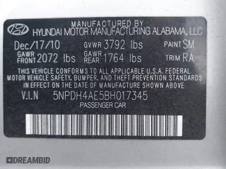 2011 Hyundai Elantra GLS PZEV with VIN 5NPDH4AE5BH017345, listed as a IAAI auction lot 41371791 with 115,846 mi miles. Bid and sale history available at carsss.com. Image 9.