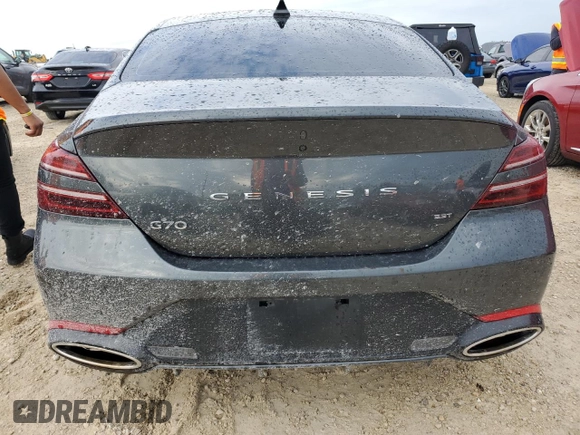 2022 Genesis G70 3.3T with VIN KMTG54TE1NU082076, listed as a Copart auction lot 74058634 with 0 mi miles and Non Repairable. Bid and sale history available at carsss.com. Image 6.