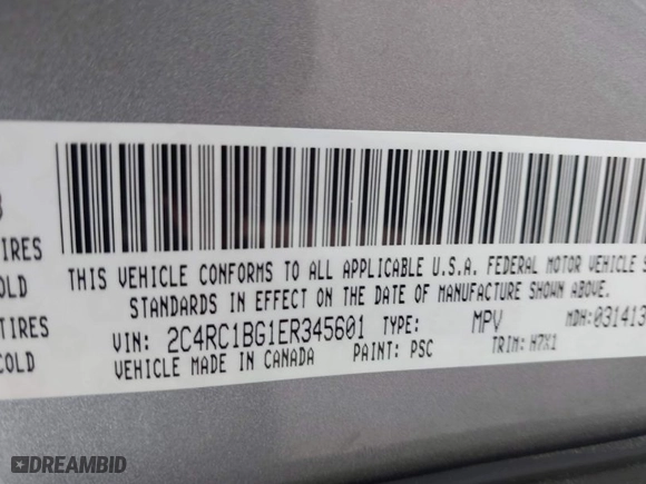 2014 Chrysler Town & Country Touring with VIN 2C4RC1BG1ER345601, listed as a IAAI auction lot 41916135 with 194,691 mi miles. Bid and sale history available at carsss.com. Image 9.