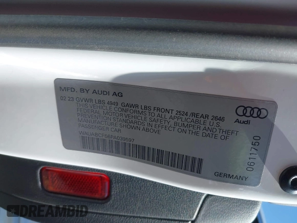 2023 Audi A5 Sportback Premium z VIN WAUABCF56PA039597, wystawiony jako IAAI lot #41979540 z przebiegiem 32 654 mil mil oraz . Historia ofert i sprzedaży dostępna na DreamBid. Obrazek 9.