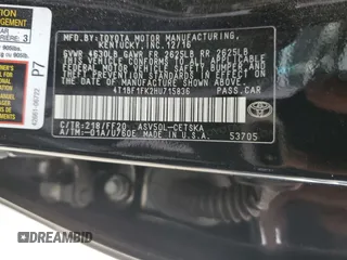 2017 Toyota Camry XLE with VIN 4T1BF1FK2HU715836, listed as a Copart auction lot 52172005 with 110,400 mi miles and Salvage Title. Bid and sale history available at DreamBid. Image 14.