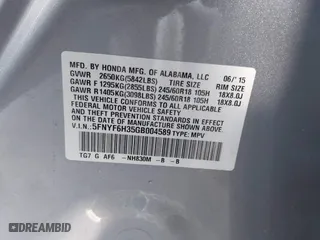 2016 Honda Pilot EX with VIN 5FNYF6H35GB004589, listed as a IAAI auction lot 41786117 with 107,717 mi miles. Bid and sale history available at carsss.com. Image 9.