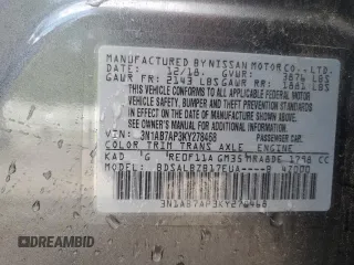 2019 Nissan Sentra S with VIN 3N1AB7AP3KY278468, listed as a Copart auction lot 55444075 with 50,368 mi miles and Salvage Title. Bid and sale history available at DreamBid. Image 12.