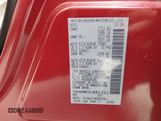2014 Nissan Pathfinder Platinum with VIN 5N1AR2MN7EC681321, listed as a IAAI auction lot 42543921 with 149,635 mi miles and . Bid and sale history available at DreamBid. Image 9.