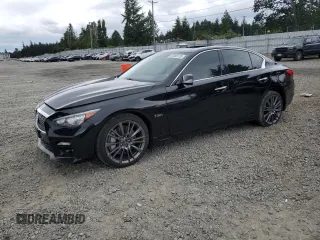 2016 Infiniti Q50 Red Sport 400 with VIN JN1FV7AR3GM451365, listed as a Copart auction lot 62960125 with 87,833 mi miles and Salvage title. Bid and sale history available at DreamBid. Image 1.