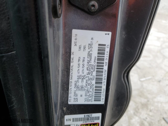 2016 Toyota Tacoma SR with VIN 5TFSX5ENXGX042795, listed as a Copart auction lot 82378444 with 196,201 mi miles and Salvage Title. Bid and sale history available at carsss.com. Image 14.