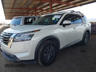 2022 Nissan Pathfinder SV with VIN 5N1DR3BA5NC238362, listed as a IAAI auction lot 42078962 with 59,533 mi miles and . Bid and sale history available at DreamBid. Image 2.